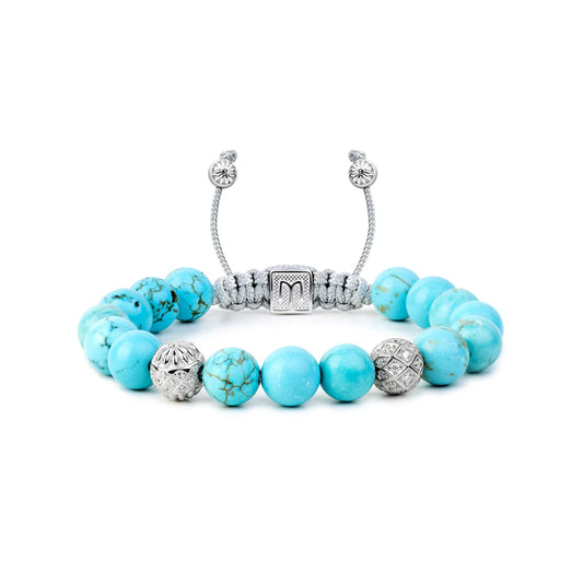 ГРИВНА MAHIGAN С ТЮРКОАЗЕНИ МЪНИСТА В СРЕБРО