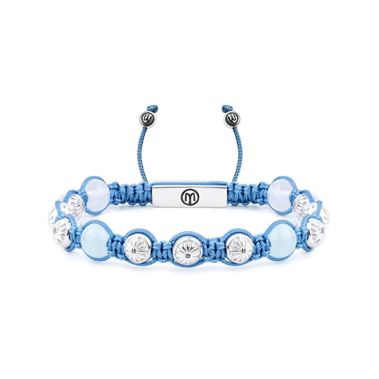 ГРИВНА MAHIGAN ОТ АКВАМАРИН С НЕБЕСНОСИНЯ ВРЪВ И СРЕБРО "THE MAVERICK"