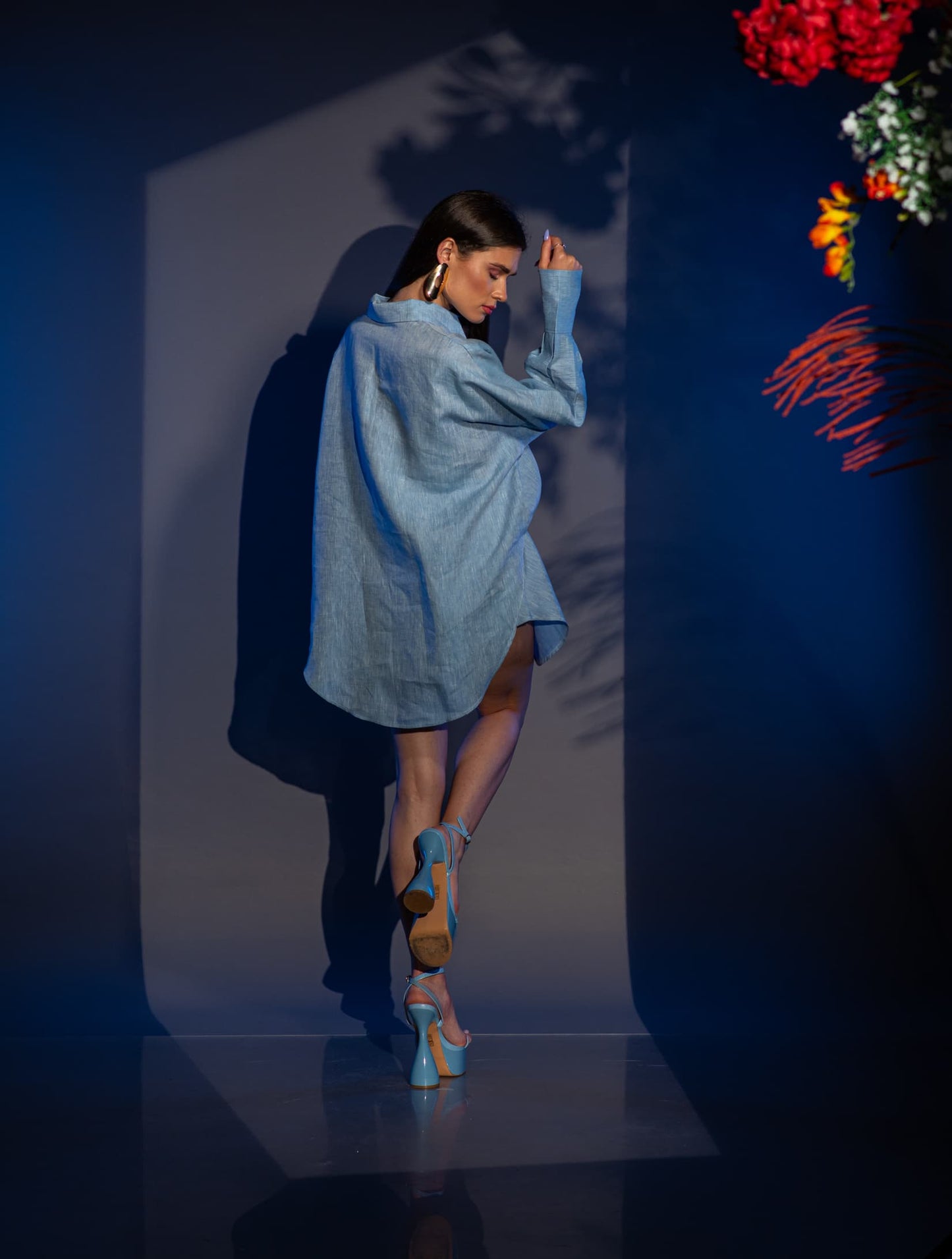 Къс ленен сет SARA BLUE VERNISSAGE Синьо и Резедаво