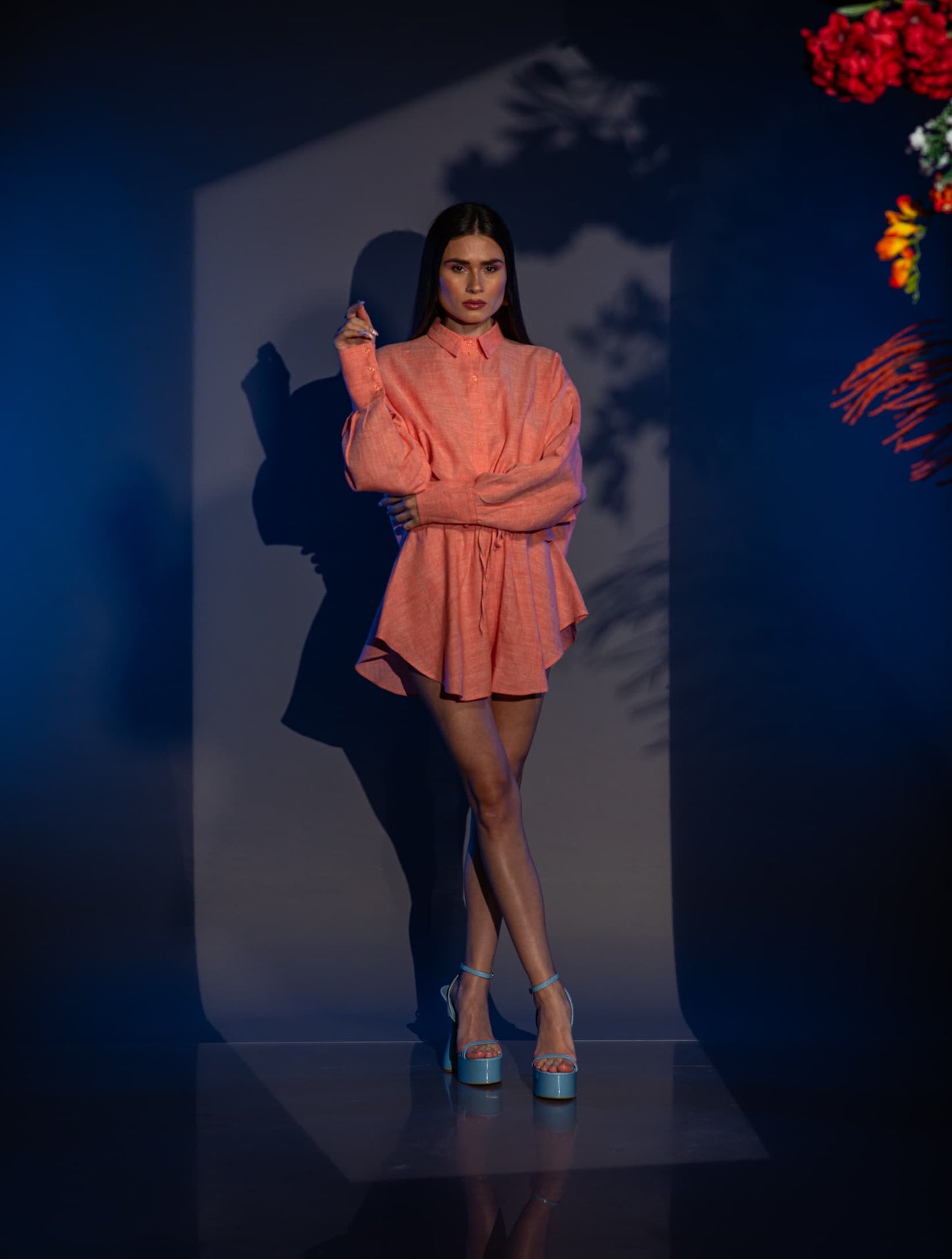 Къс ленен сет SARA ORANGE Оранжево VERNISSAGE