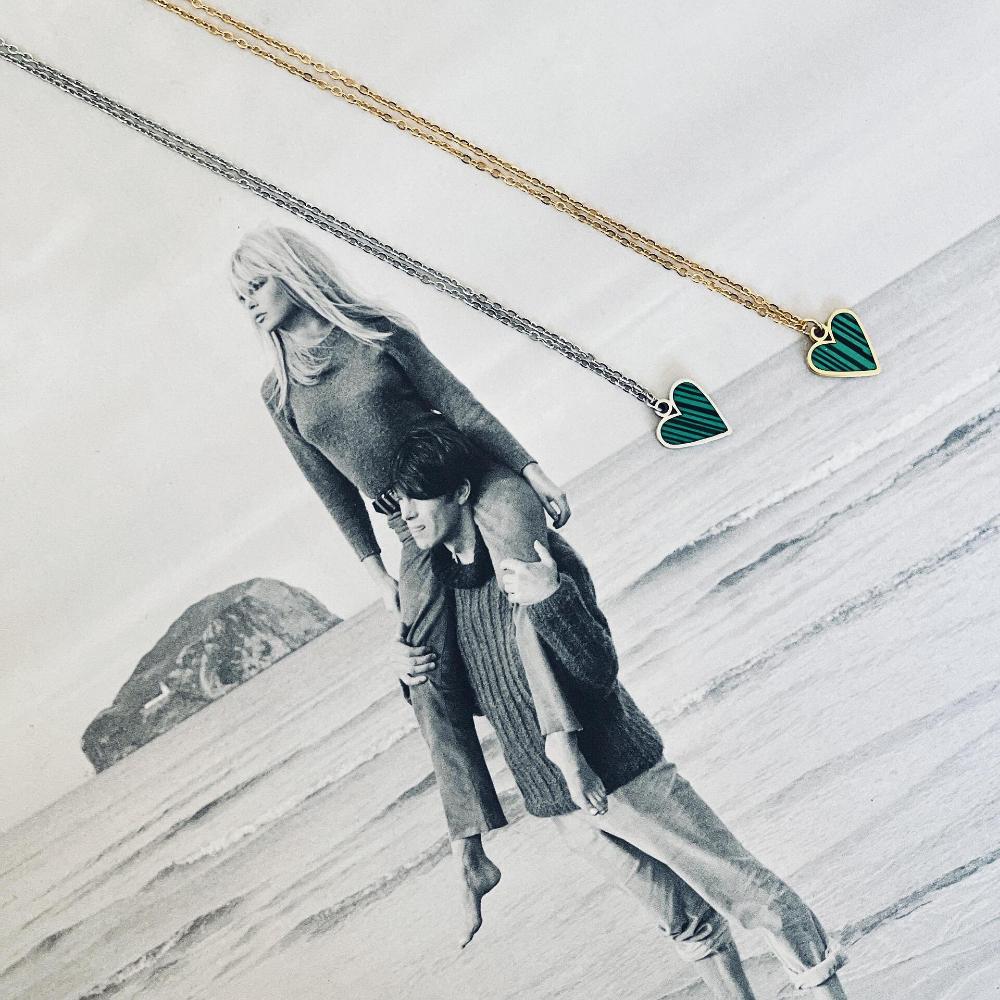 КОЛИЕ FLICKA HEART "MALACHITE"