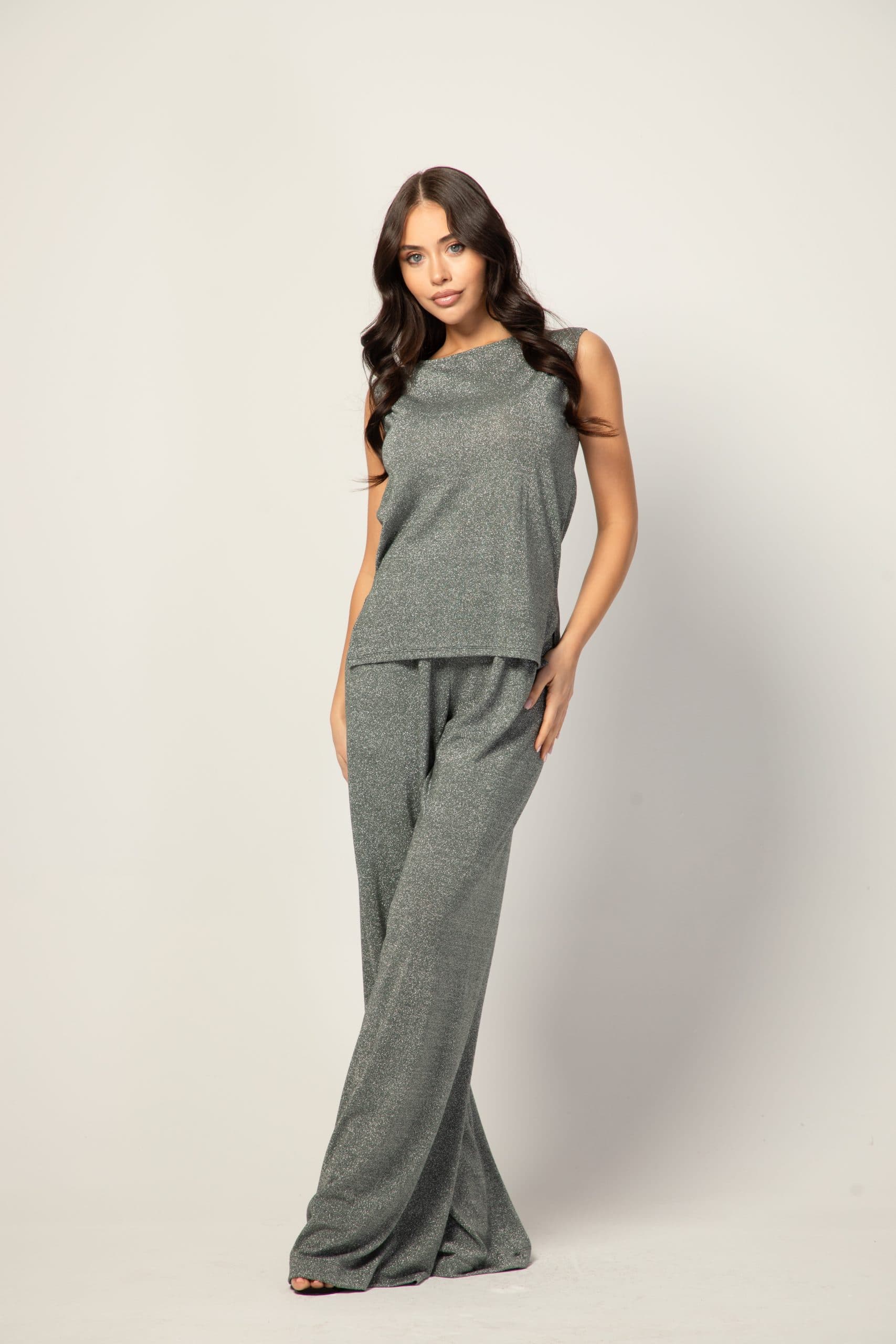 Комплект потник и панталон VANITTA в оловен Лурекс