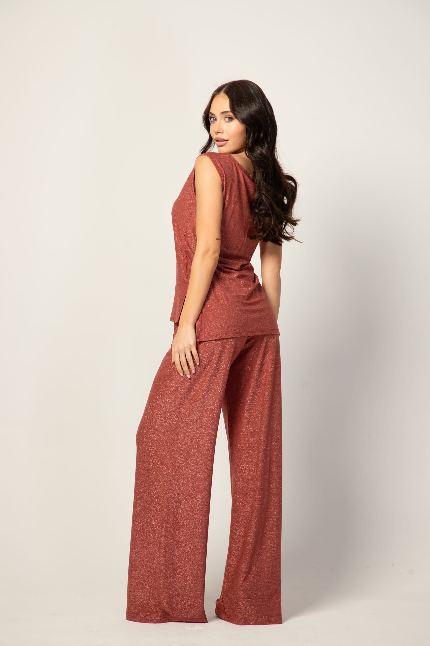 Комплект потник и панталон VANITTA в цвят брик - Лурекс