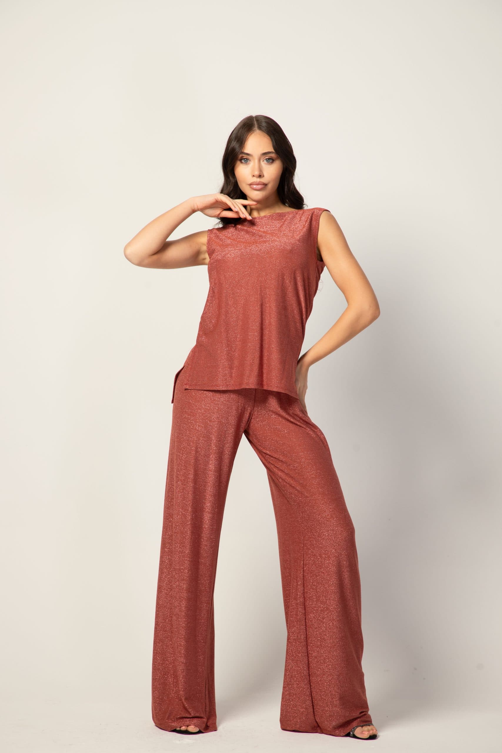 Комплект потник и панталон VANITTA в цвят брик - Лурекс