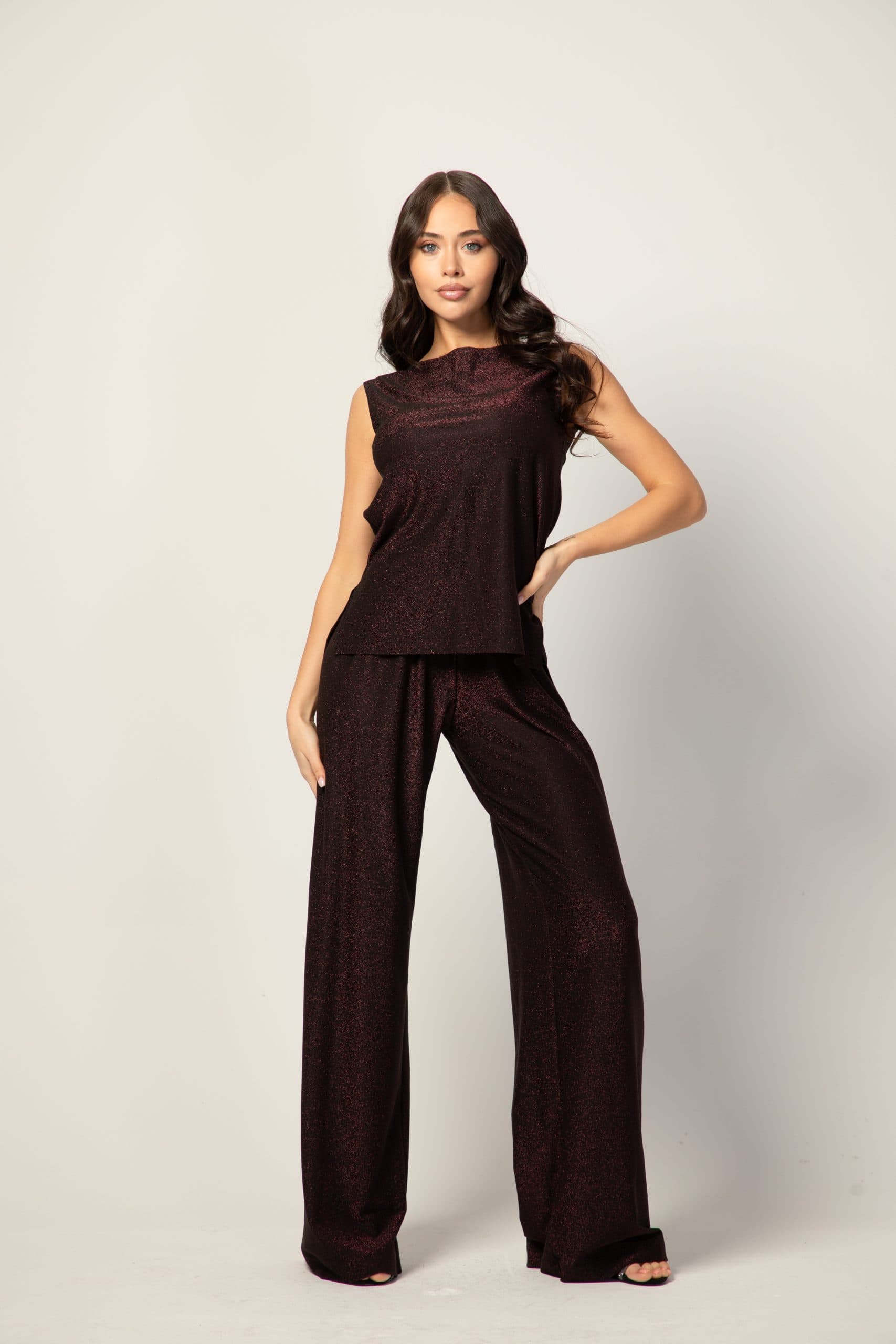 Комплект потник и панталон VANITTA в рубиново черно - Лурекс