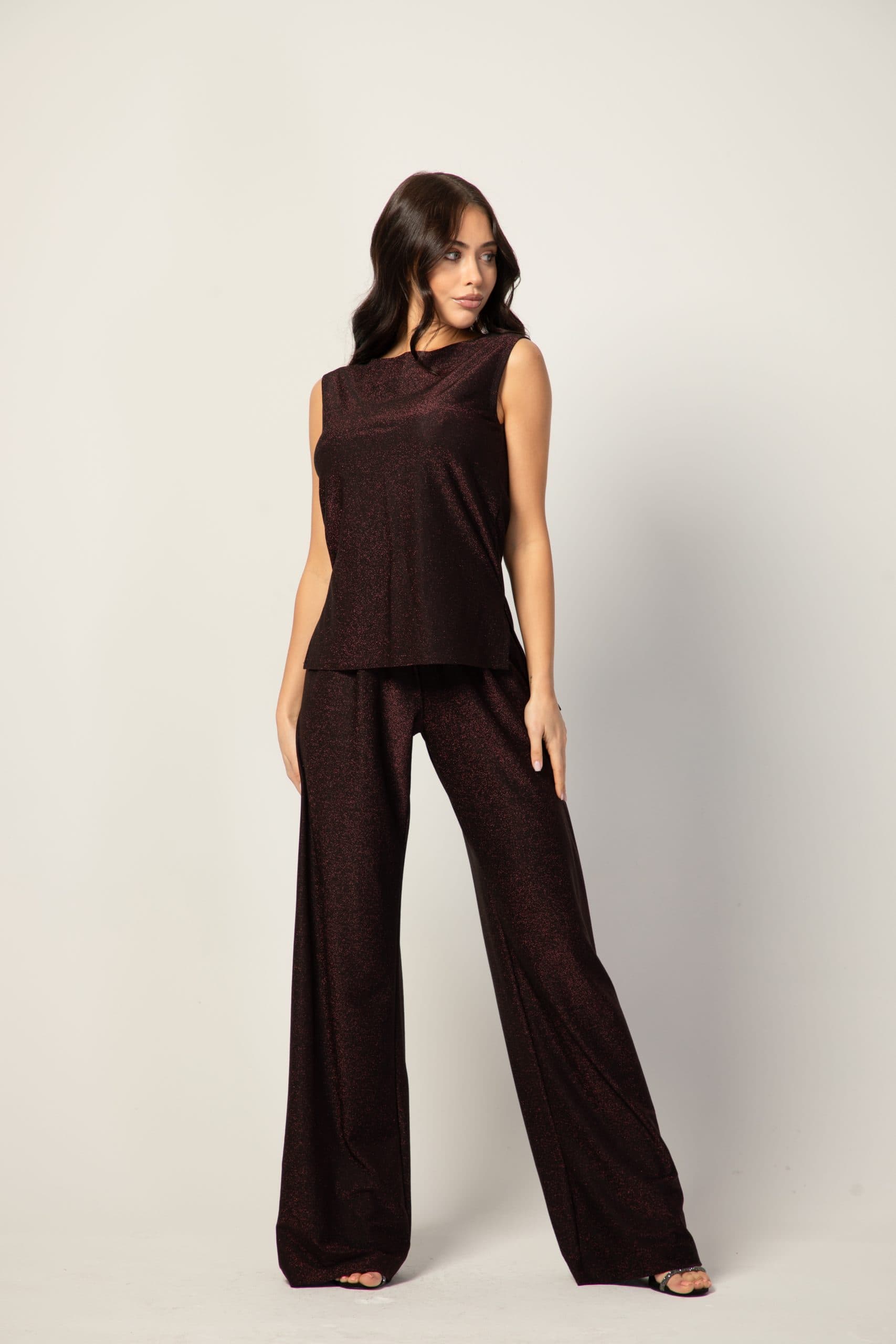 Комплект потник и панталон VANITTA в рубиново черно - Лурекс