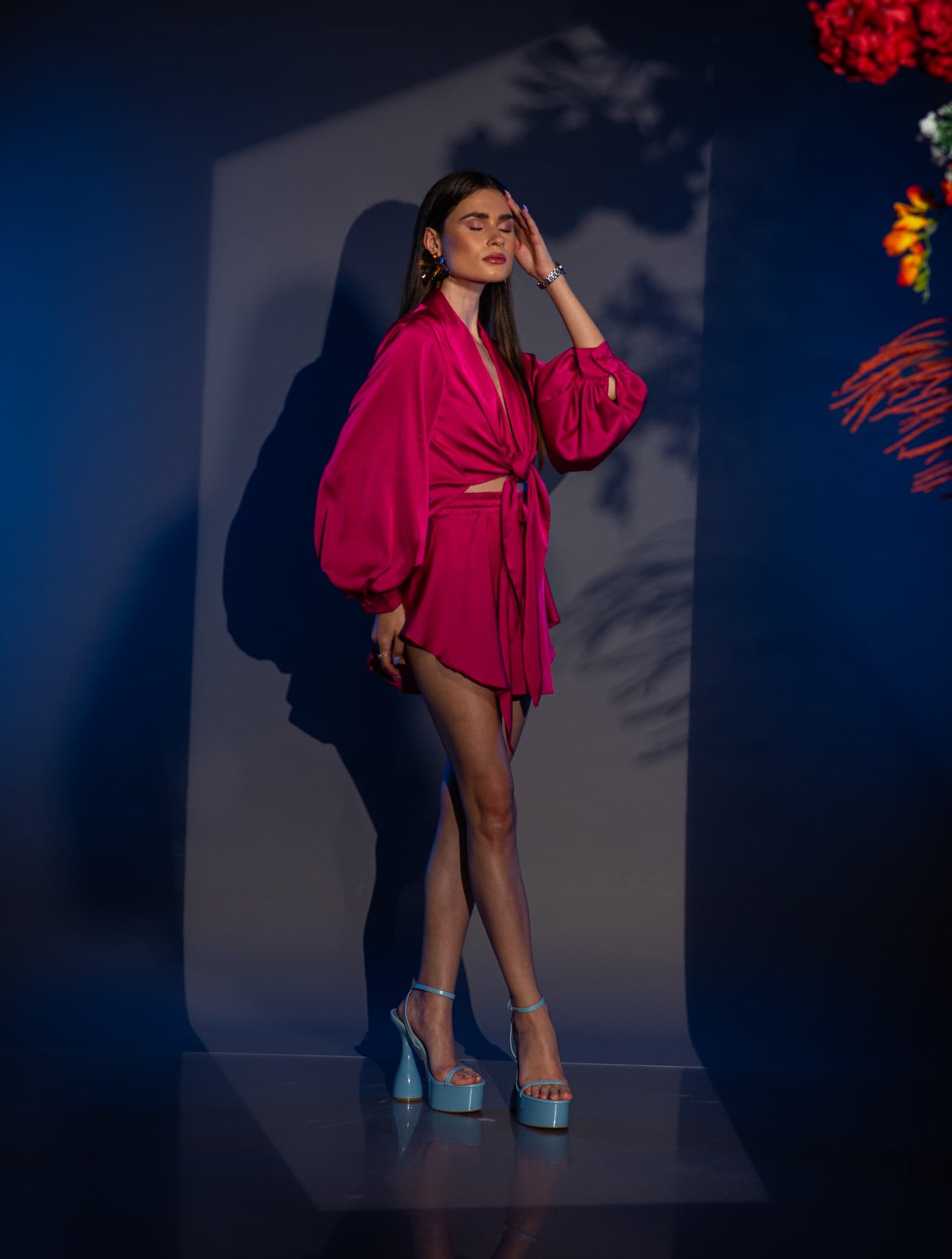 Сет VERNISSAGE LINDA FUCSIA - Сатен и Оувърсайз Кройка