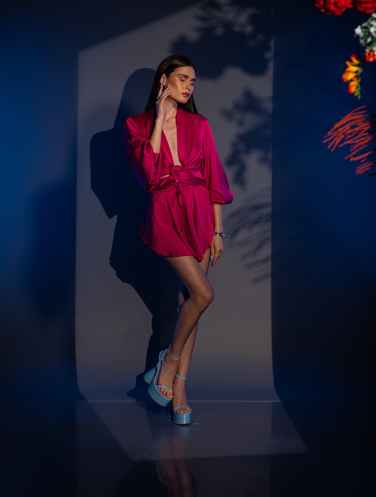 Сет VERNISSAGE LINDA FUCSIA - Сатен и Оувърсайз Кройка