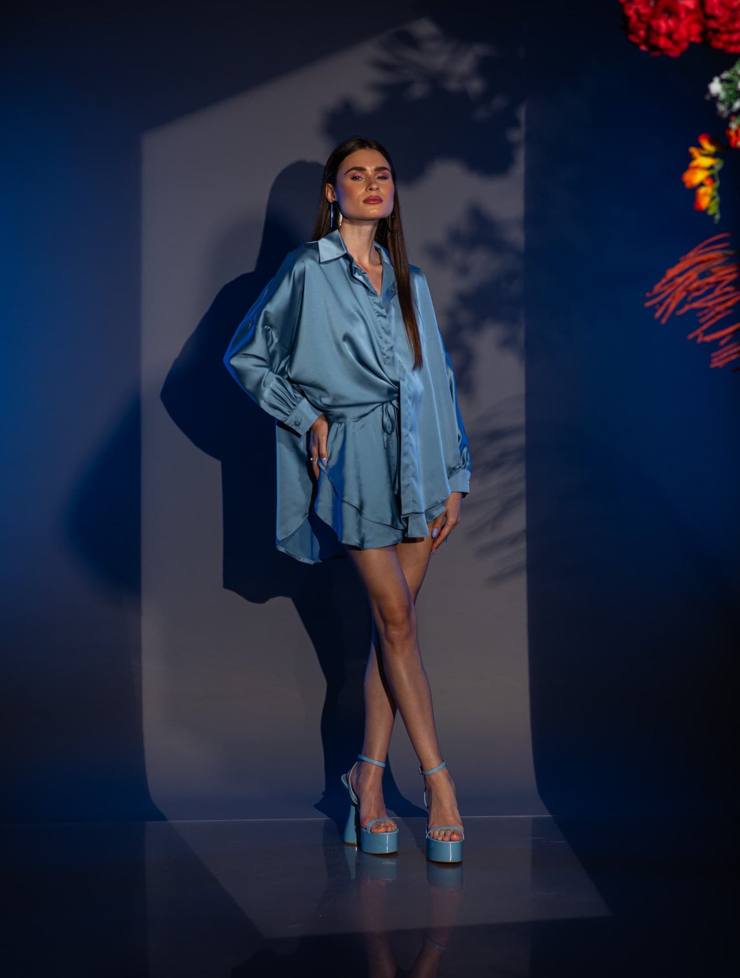 Сет DINA ASHBLUE – Сатенен Комплект в синьо от VERNISSAGE
