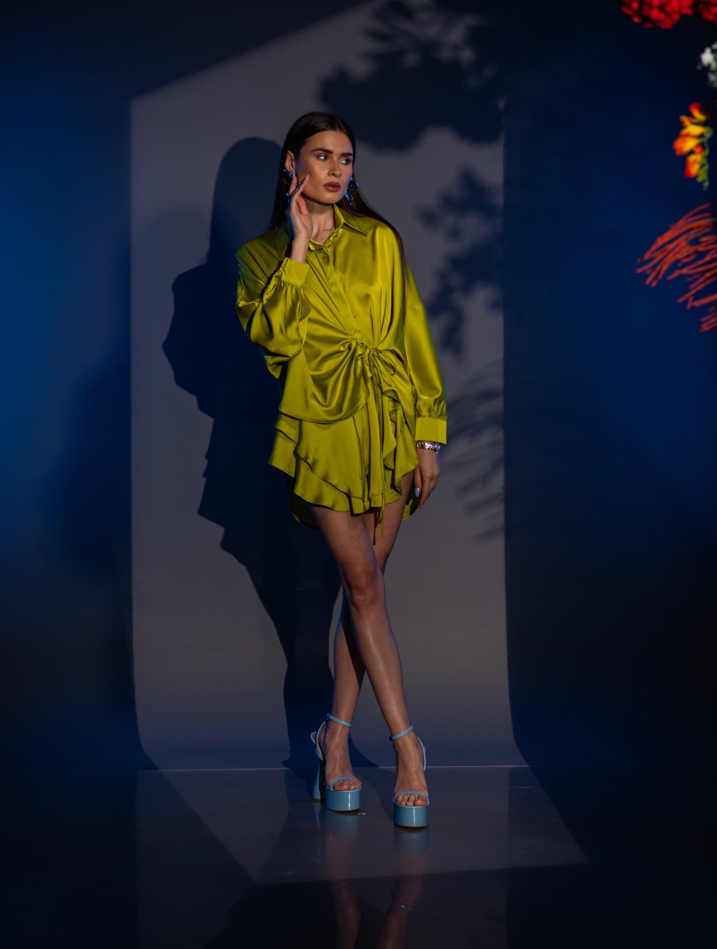 Сет DINA NEON – Сатенен Комплект в Лайм от VERNISSAGE