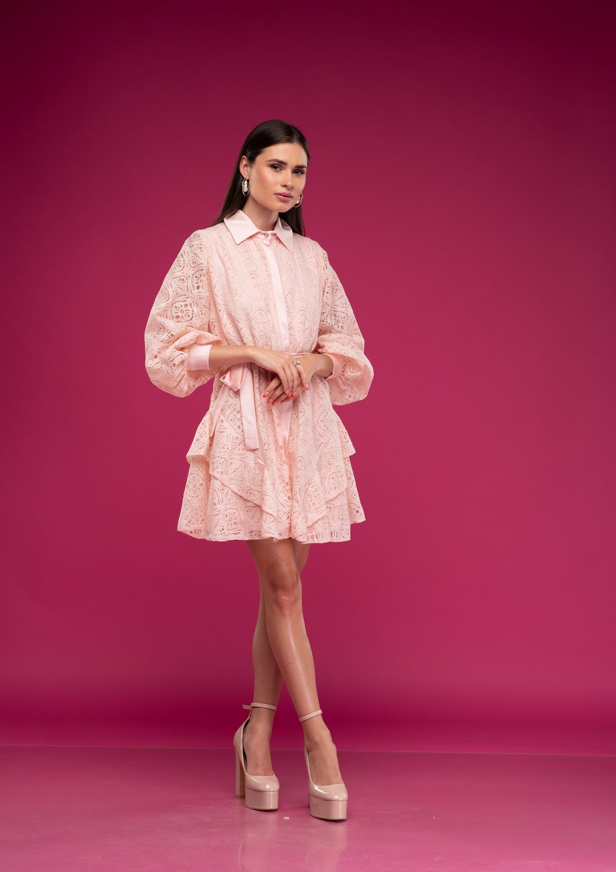 Розова дантелена ризорокля DINASA LACE ROSA, снимка 2