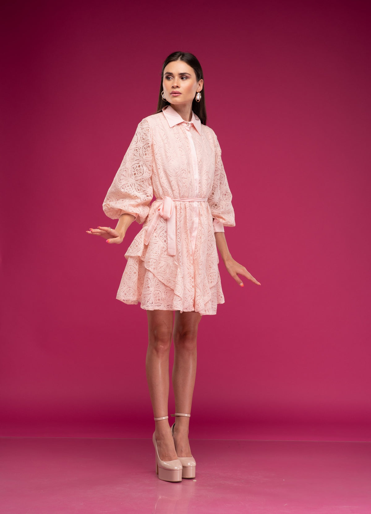 Розова дантелена ризорокля DINASA LACE ROSA, снимка 4