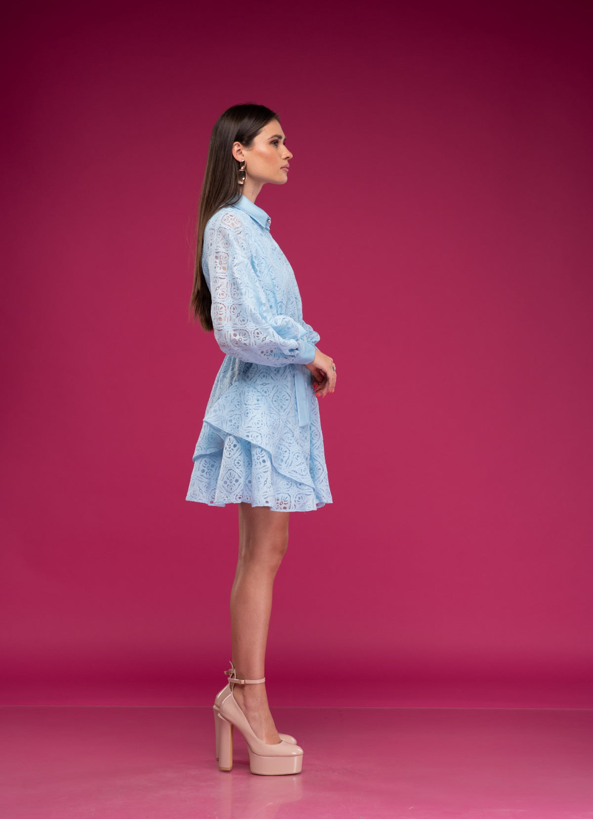 Светлосиня дантелена ризорокля DINASA LACE BLUE, снимка 2