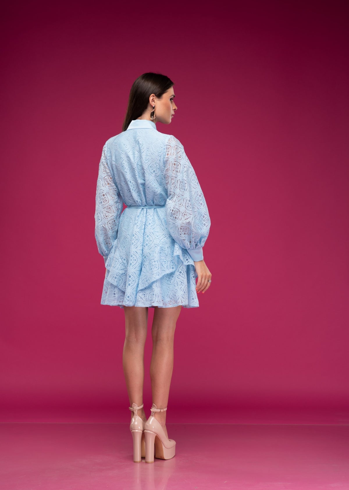 Светлосиня дантелена ризорокля DINASA LACE BLUE, снимка 3