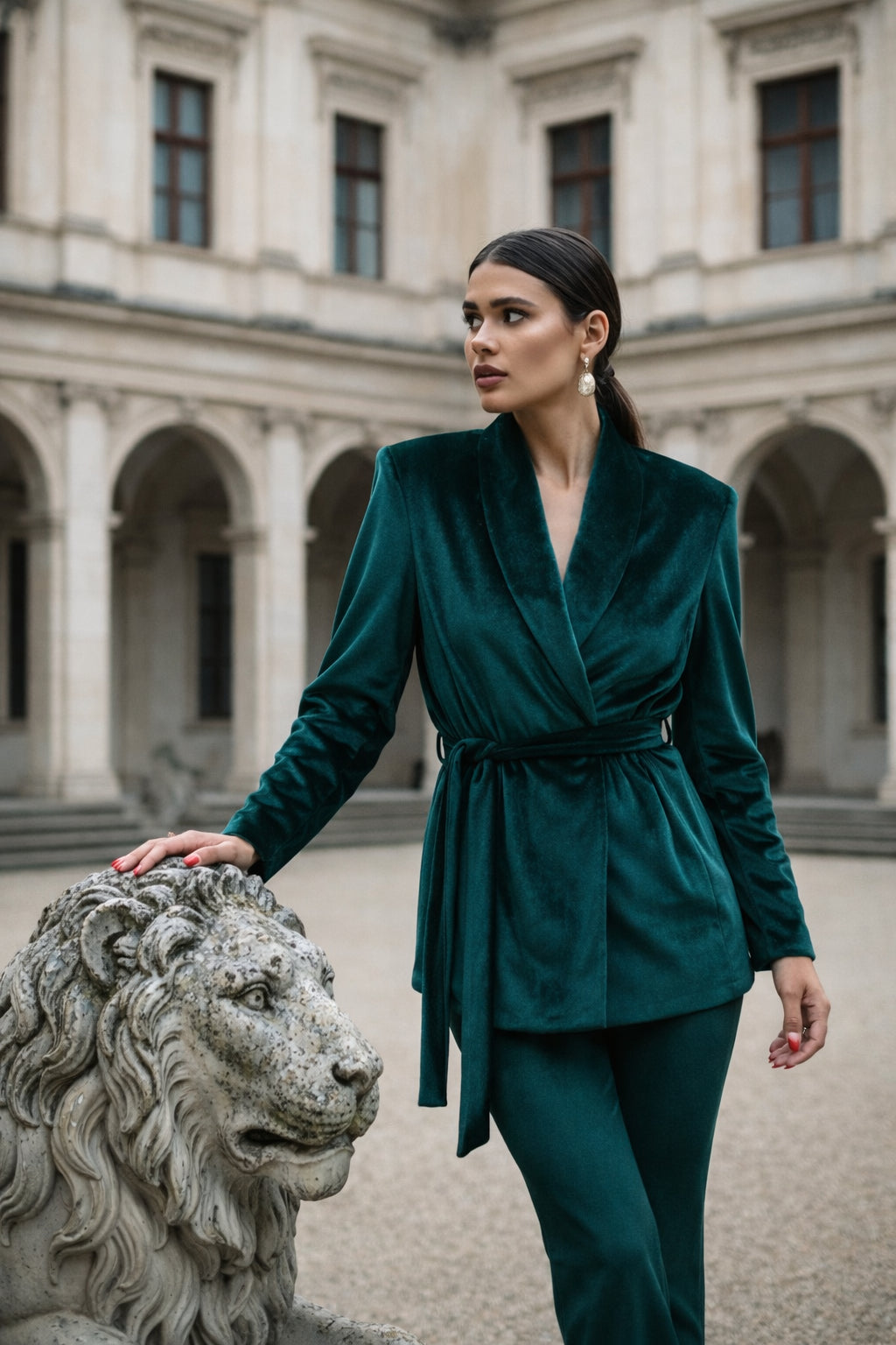 Костюм MILIA VERDE - Зелен кадифен костюм | Vernissage