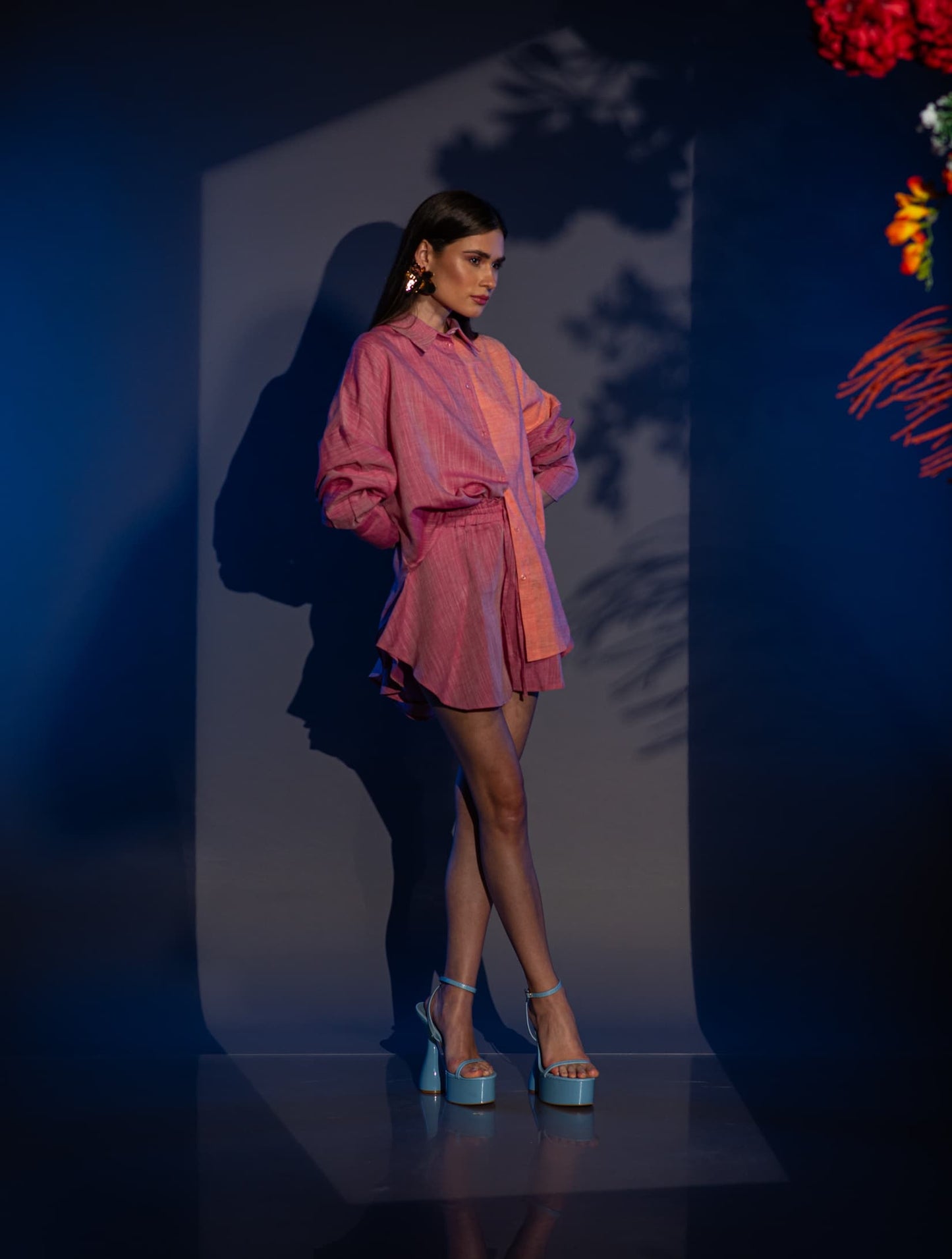 Къс ленен сет SARAPINK Розово и Оранжево VERNISSAGE