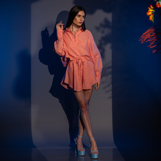Къс ленен сет SARA ORANGE Оранжево VERNISSAGE