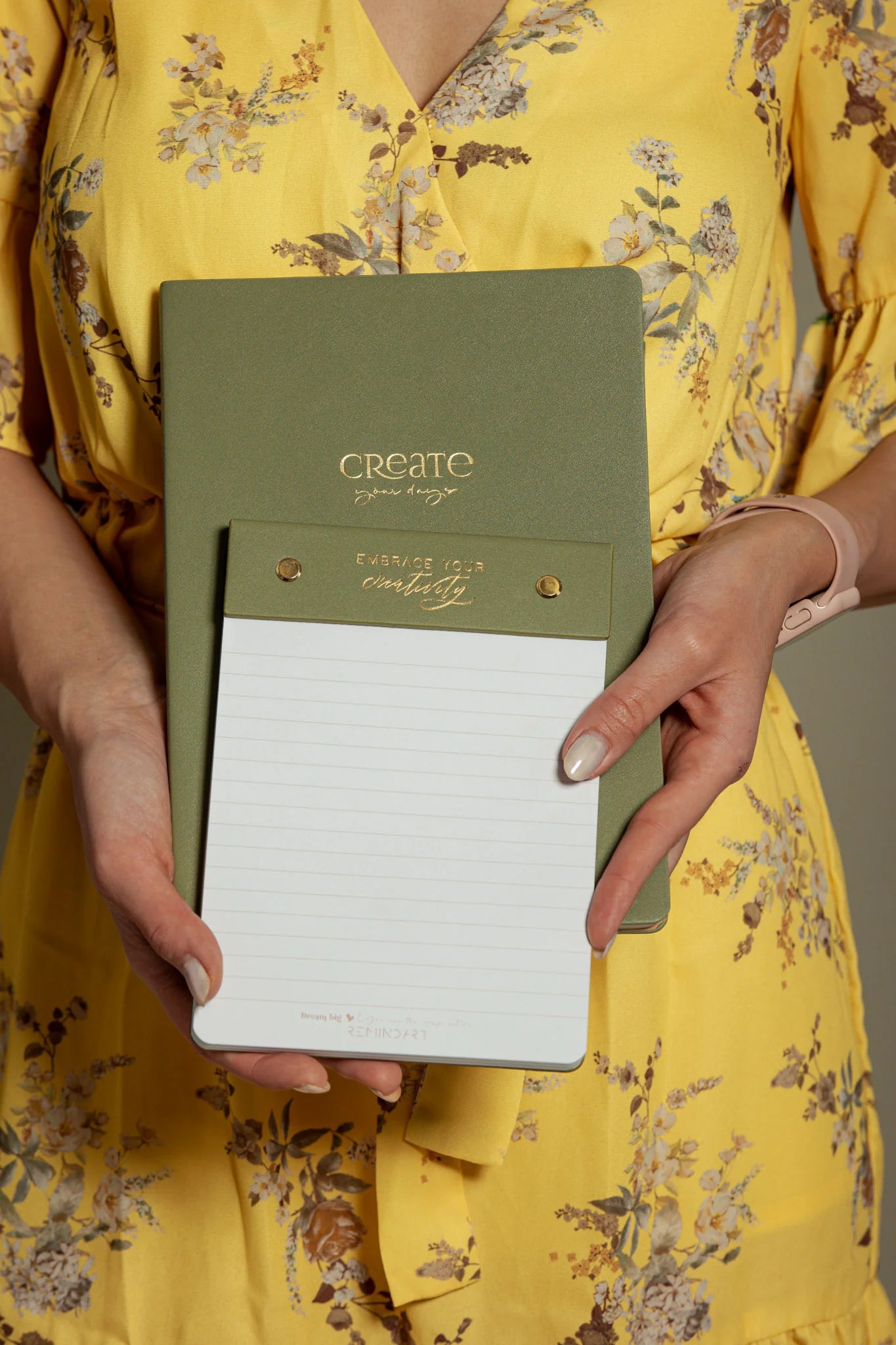 Кожен бележник REMINDART Notepad Leather OLIVE GREEN