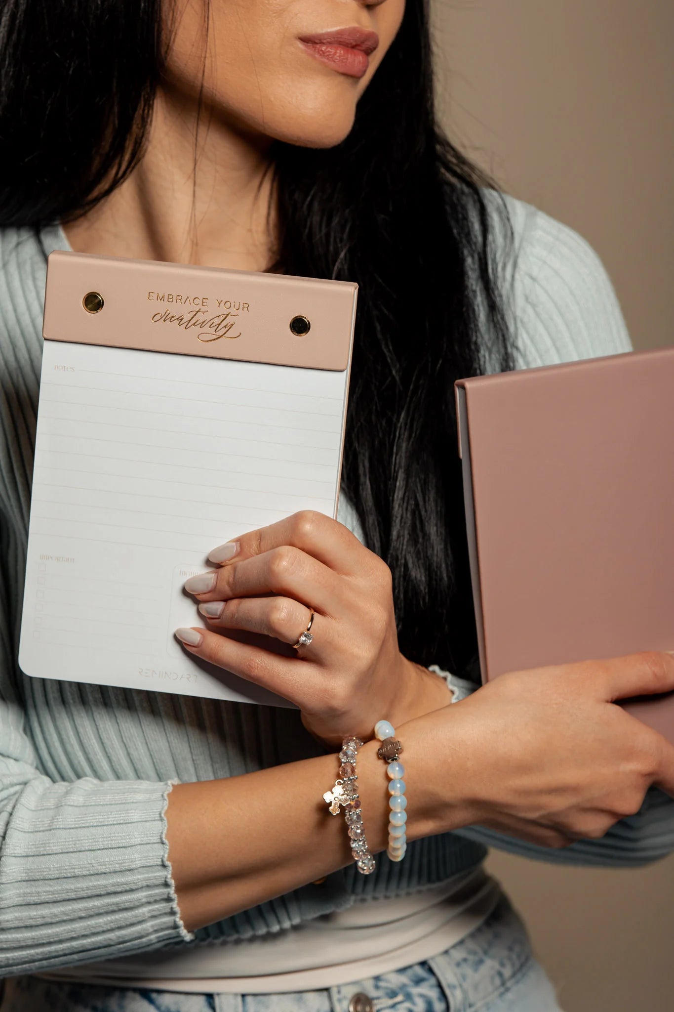 Кожен бележник REMINDART Notepad Leather NUDE PINK