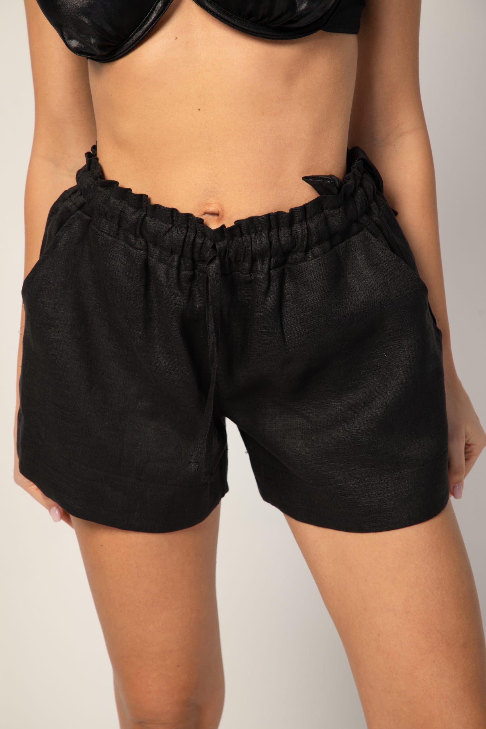 Ленен сет риза и панталонки VANITTA в черно