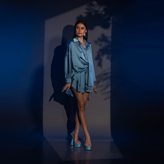 Сет DINA ASHBLUE – Сатенен Комплект в синьо от VERNISSAGE