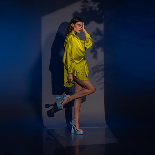 Сет DINA NEON – Сатенен Комплект в Лайм от VERNISSAGE